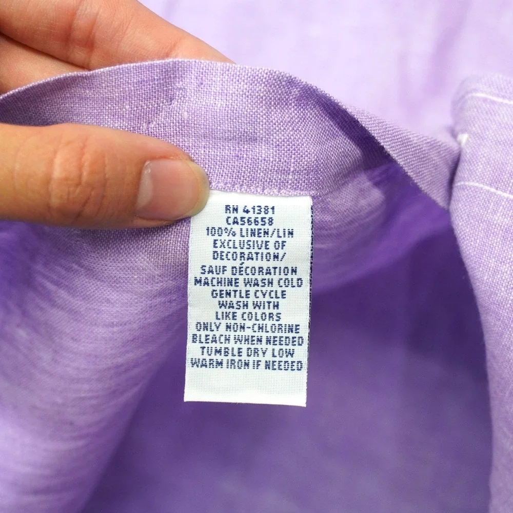 Ralph Lauren Button Down Shirt Mens XL Purple 100% Linen Long Sleeve Pony Logo